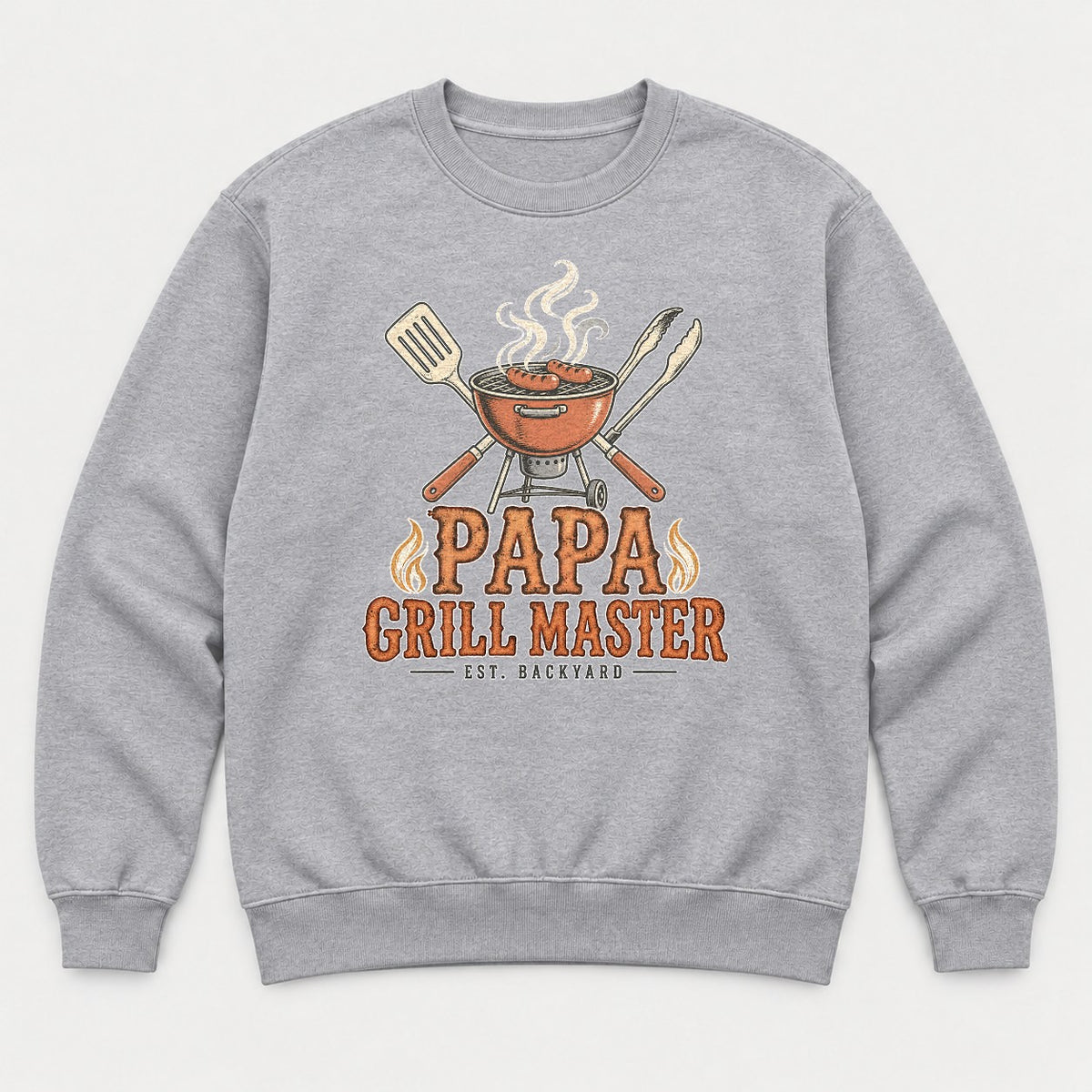 Papa Grill Master Retro BBQ Graphic T-Shirt & Sweatshirt - Sweatshirt Sport Grey Front