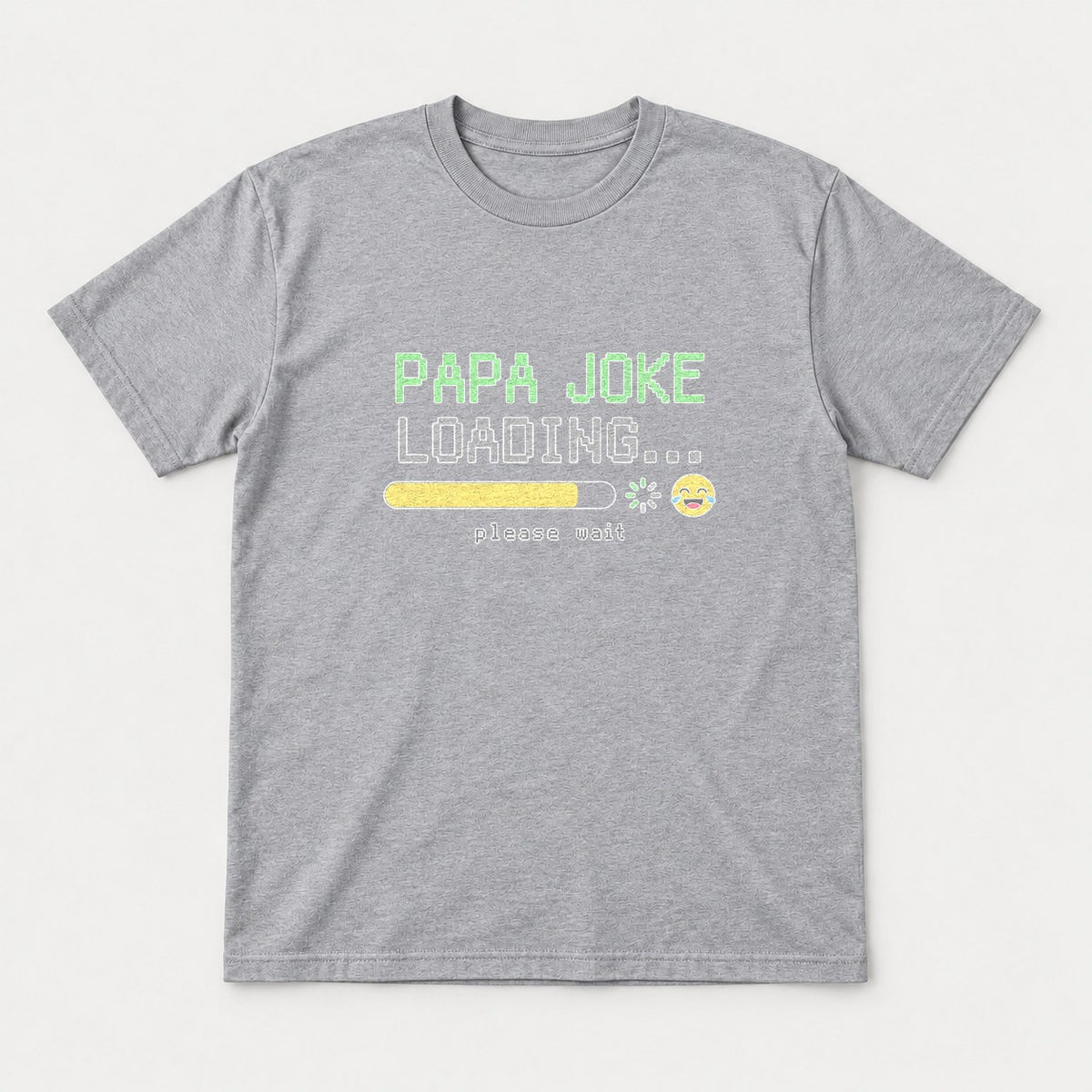 Papa Joke Loading Please Wait Retro Pixel Graphic T-Shirt & Sweatshirt - Tshirt Sport Grey Front
