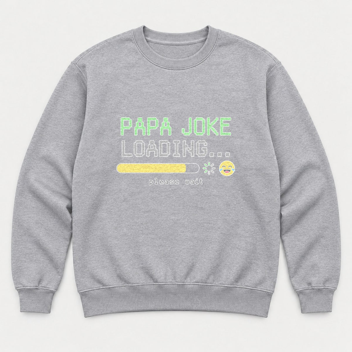 Papa Joke Loading Please Wait Retro Pixel Graphic T-Shirt & Sweatshirt - Sweatshirt Sport Grey Front