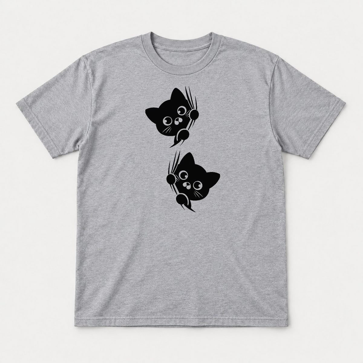 Peeking Black Cat Claw Scratch Graphic T-Shirt & Sweatshirt - Tshirt Sport Grey Front
