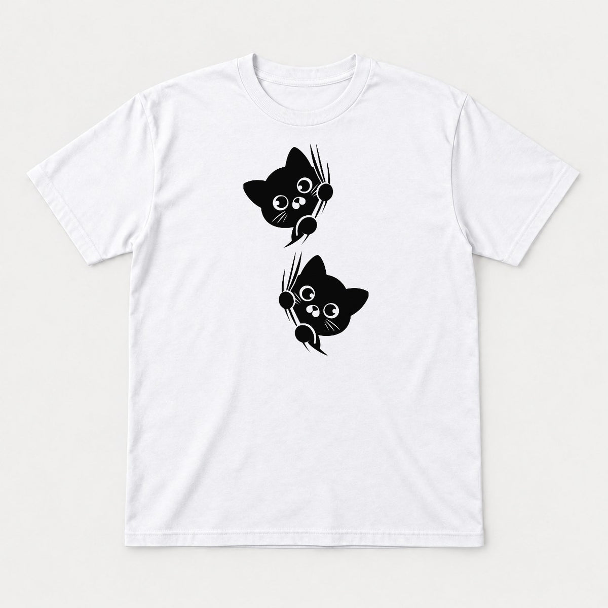 Peeking Black Cat Claw Scratch Graphic T-Shirt & Sweatshirt - Tshirt White Front