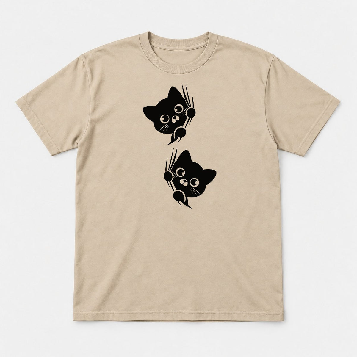 Peeking Black Cat Claw Scratch Graphic T-Shirt & Sweatshirt - Tshirt Sand Front