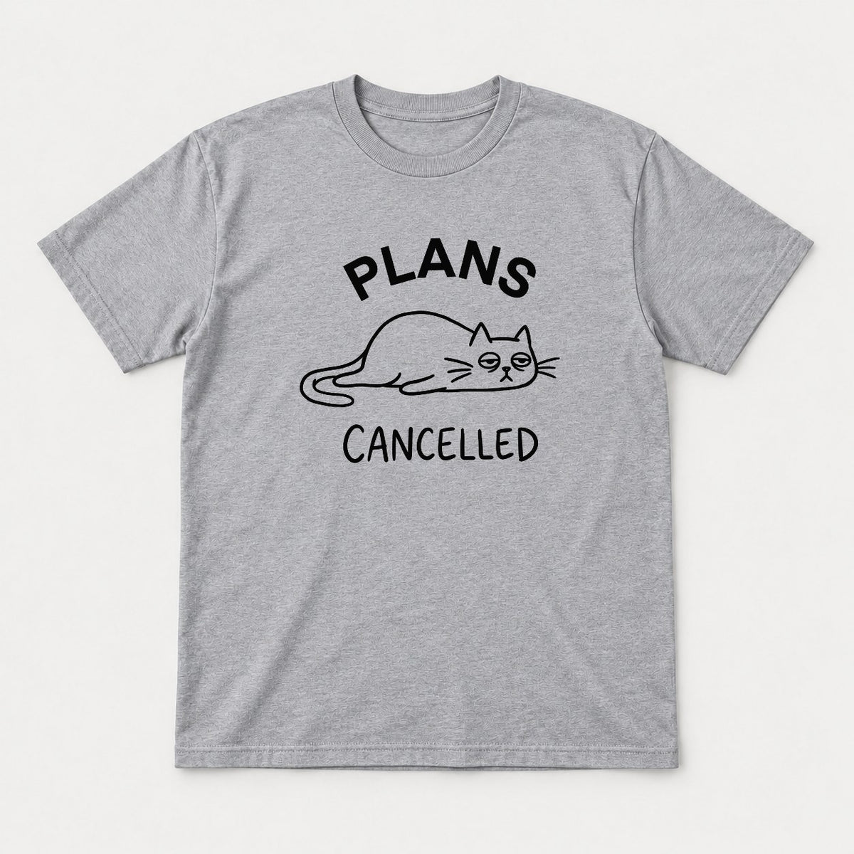 Plans Cancelled Grumpy Cat Introvert Graphic T-Shirt & Sweatshirt - Tshirt Sport Grey Front