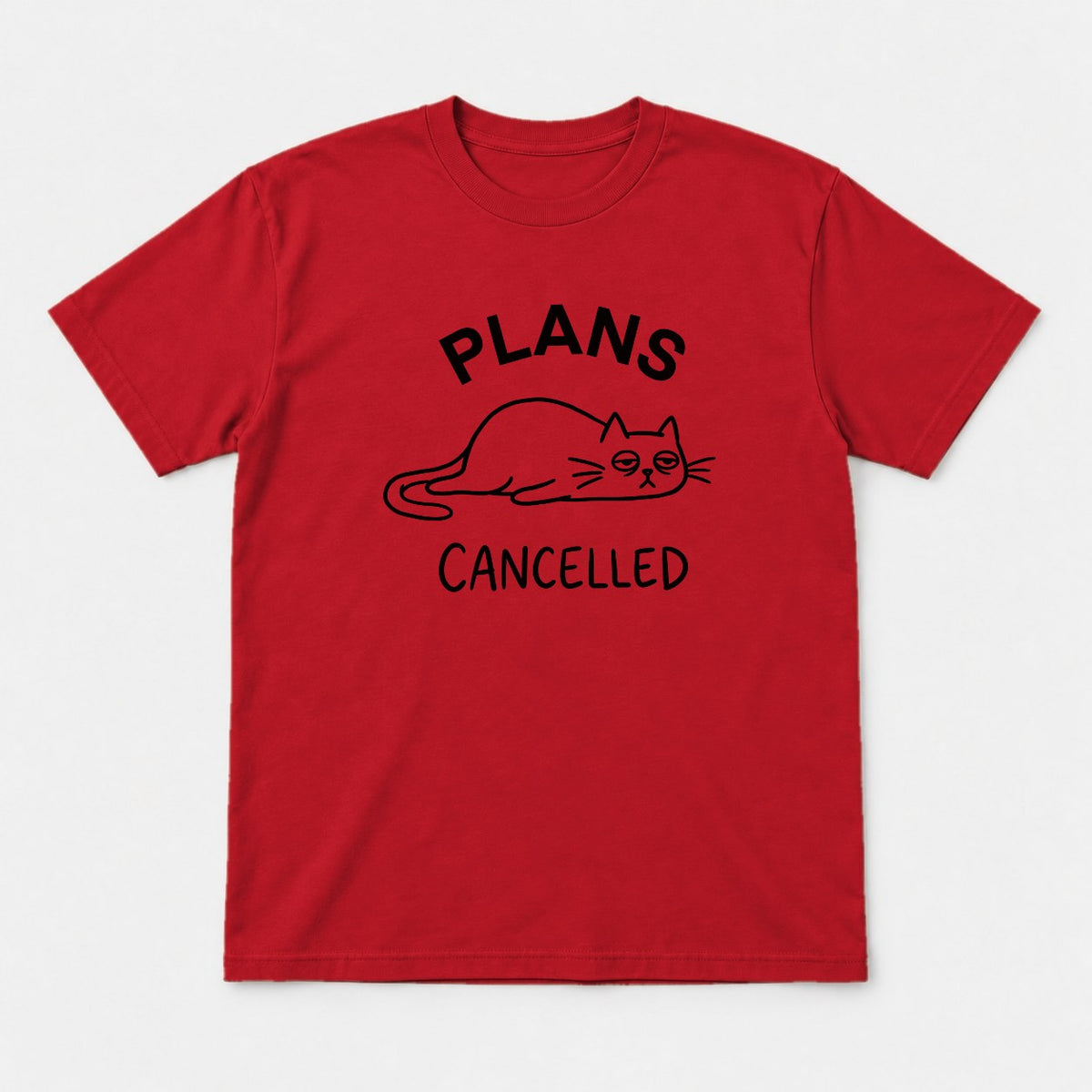 Plans Cancelled Grumpy Cat Introvert Graphic T-Shirt & Sweatshirt - Tshirt Red Front