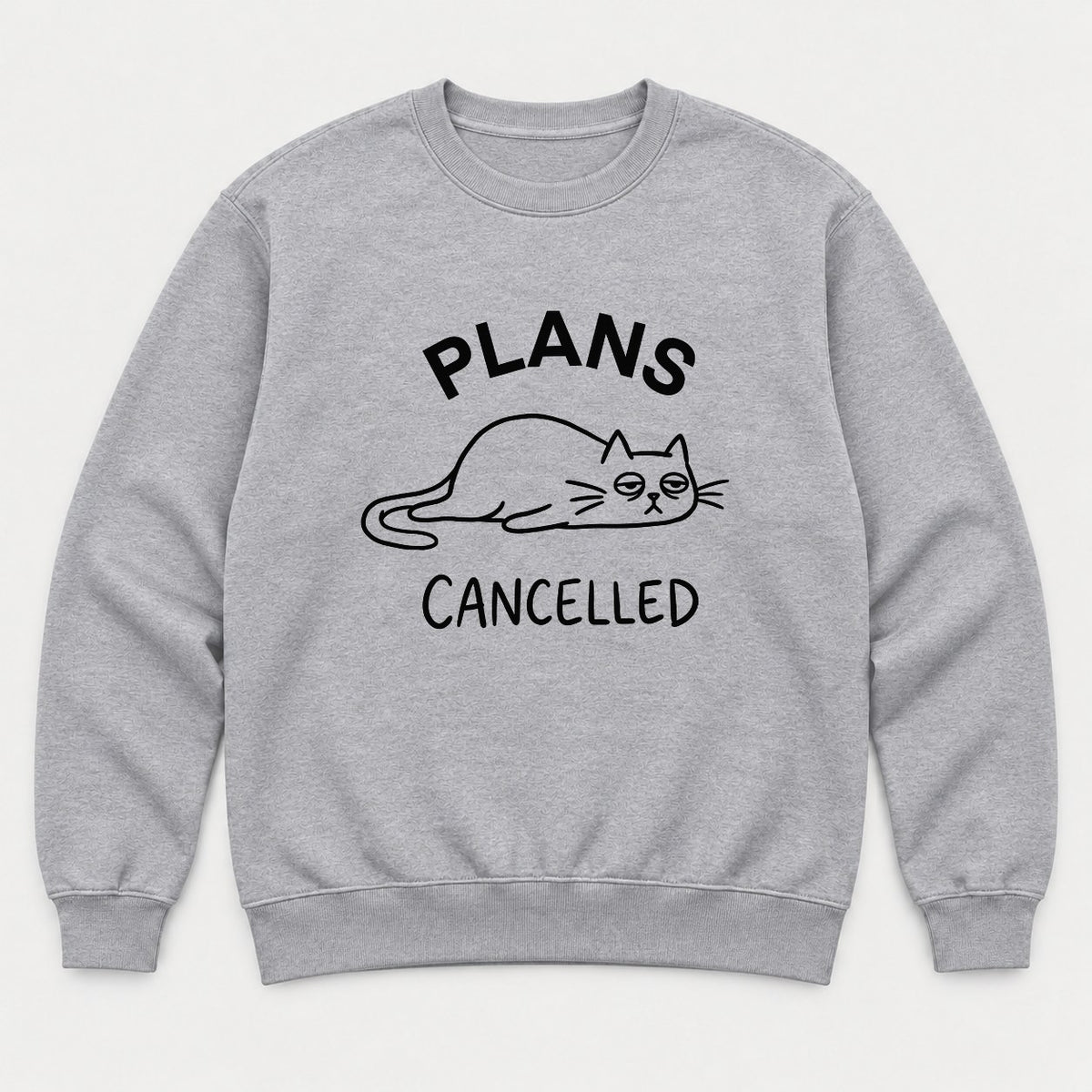 Plans Cancelled Grumpy Cat Introvert Graphic T-Shirt & Sweatshirt - Sweatshirt Sport Grey Front