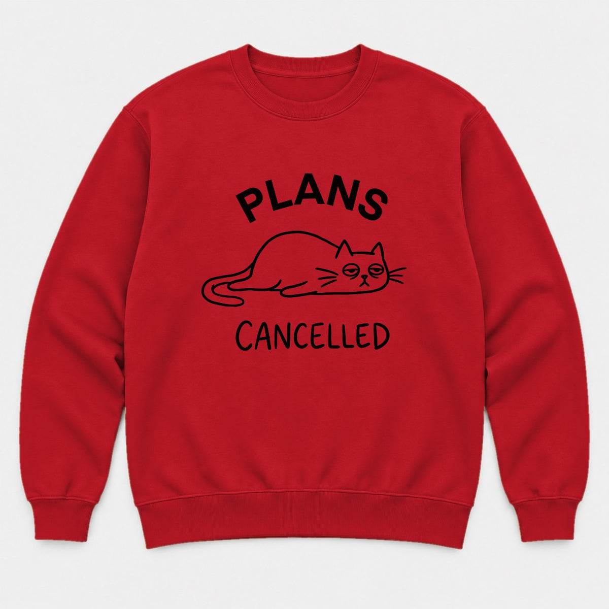 Plans Cancelled Grumpy Cat Introvert Graphic T-Shirt & Sweatshirt - Sweatshirt Red Front