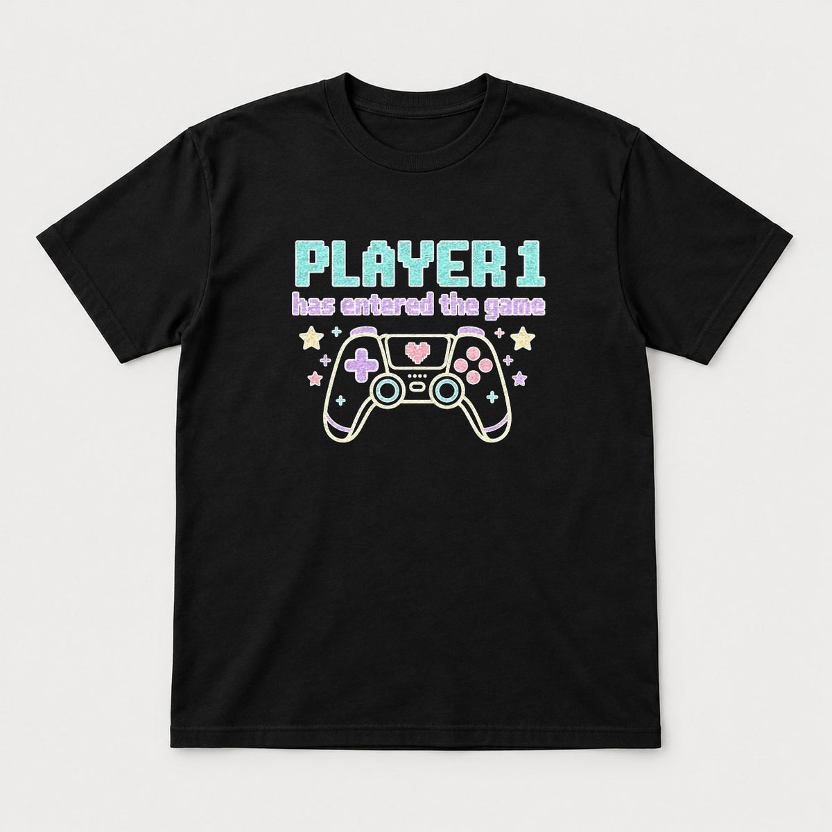 Player 1 Has Entered The Game Pastel Gamer Graphic T-Shirt & Sweatshirt - Tshirt Black Front