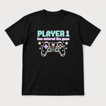Player 1 Has Entered The Game Pastel Gamer Graphic T-Shirt & Sweatshirt - Tshirt Black Front