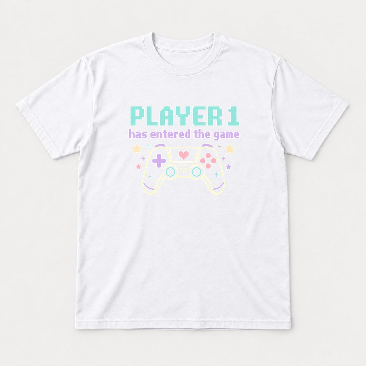 Player 1 Has Entered The Game Pastel Gamer Graphic T-Shirt & Sweatshirt - Tshirt White Front