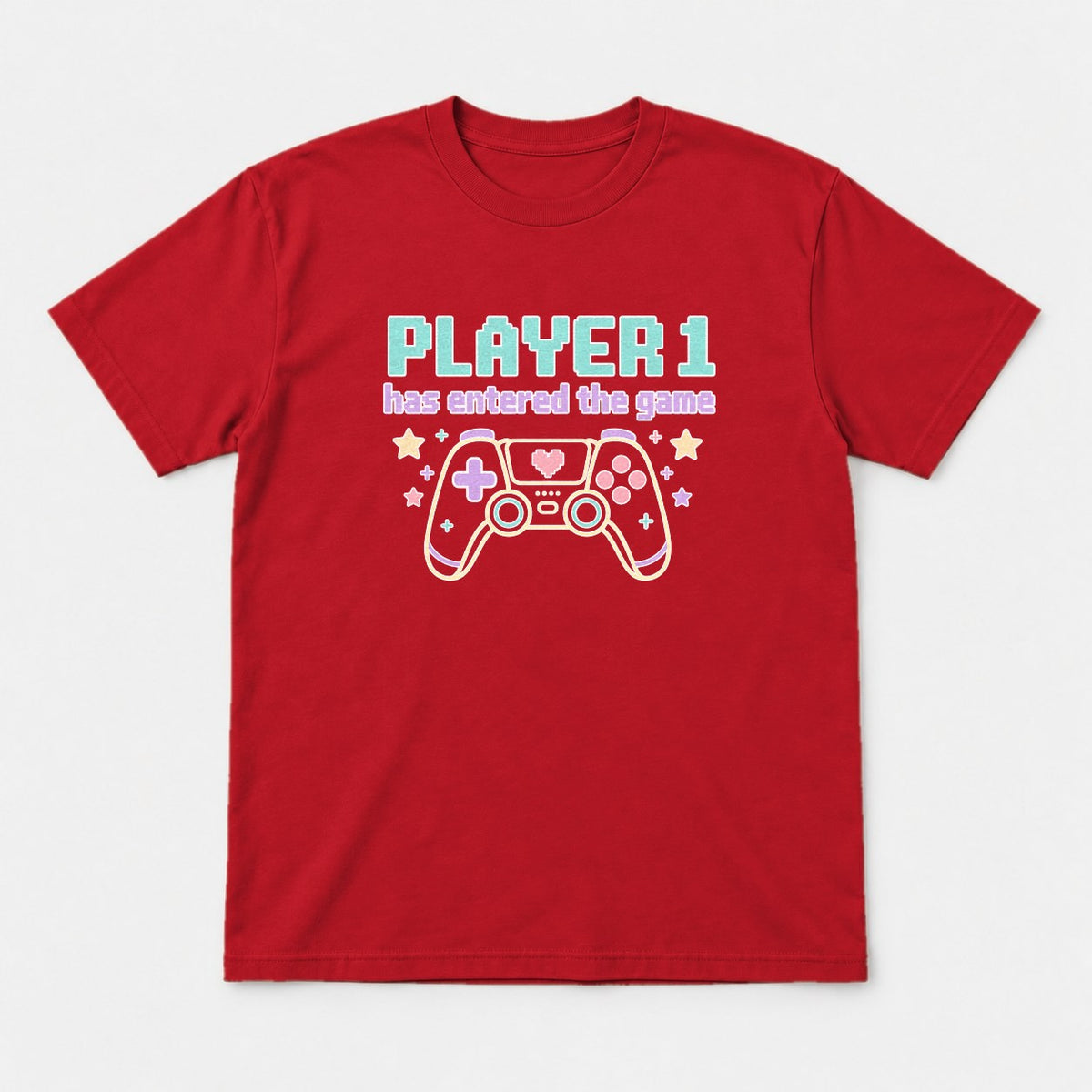 Player 1 Has Entered The Game Pastel Gamer Graphic T-Shirt & Sweatshirt - Tshirt Red Front