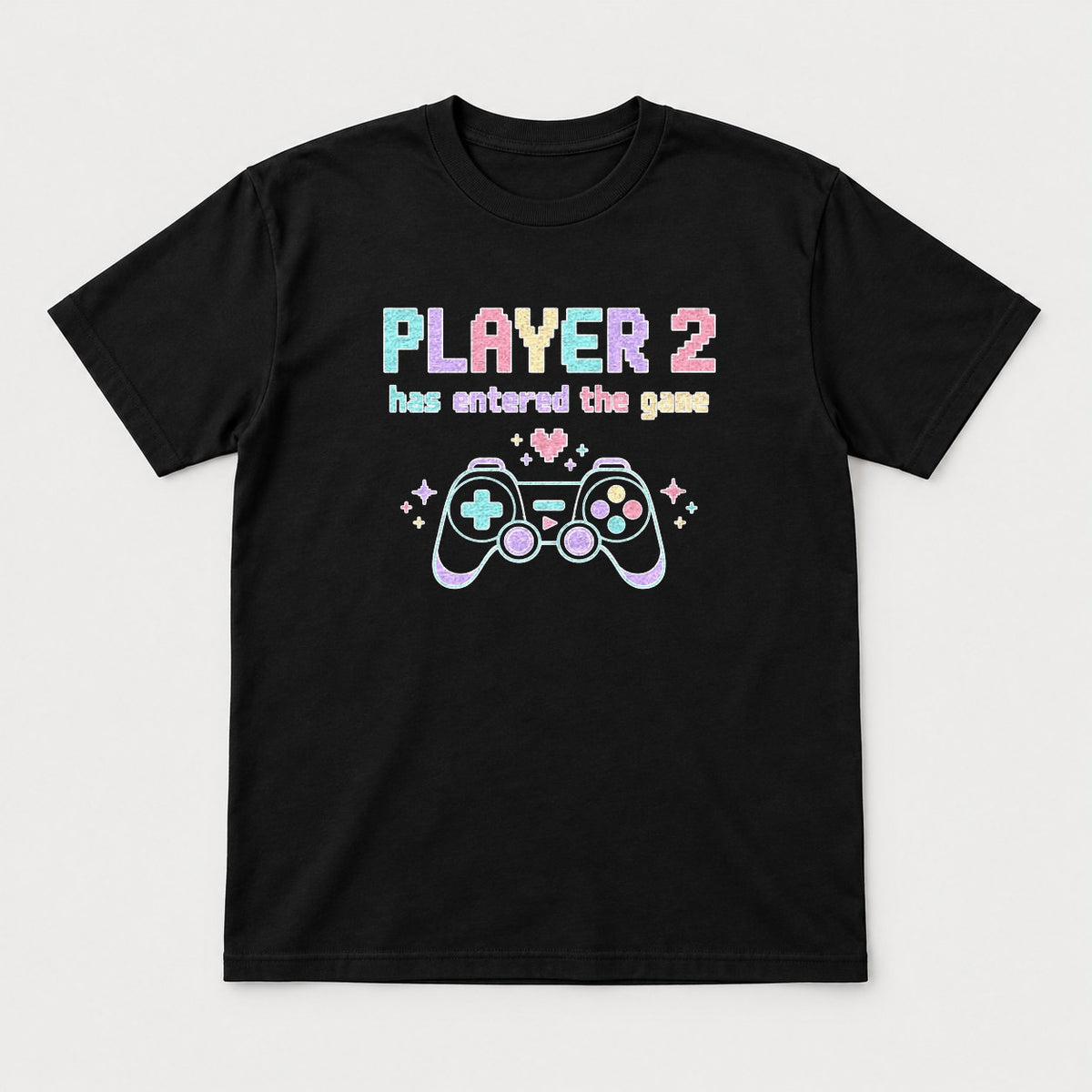 Player 2 Has Entered the Game Pastel Gamer Graphic T-Shirt & Sweatshirt - Tshirt Black Front