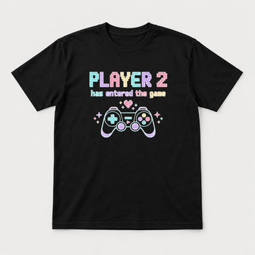 Player 2 Has Entered the Game Pastel Gamer Graphic T-Shirt & Sweatshirt - Tshirt Black Front