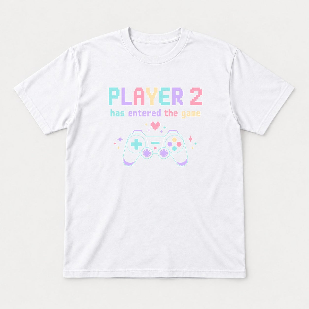 Player 2 Has Entered the Game Pastel Gamer Graphic T-Shirt & Sweatshirt - Tshirt White Front