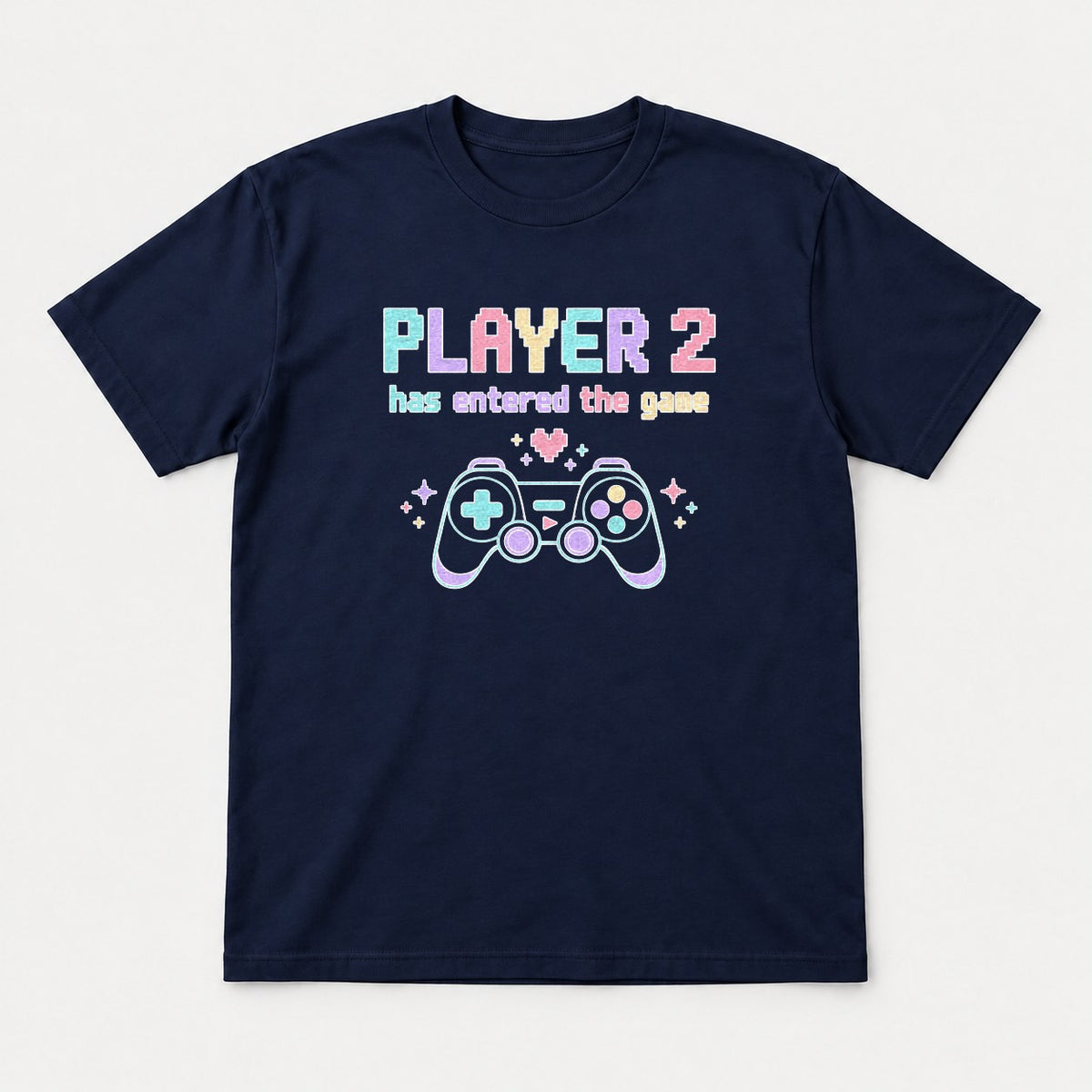 Player 2 Has Entered the Game Pastel Gamer Graphic T-Shirt & Sweatshirt - Tshirt Navy Front