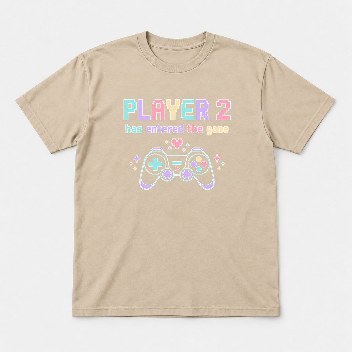 Player 2 Has Entered the Game Pastel Gamer Graphic T-Shirt & Sweatshirt - Tshirt Sand Front
