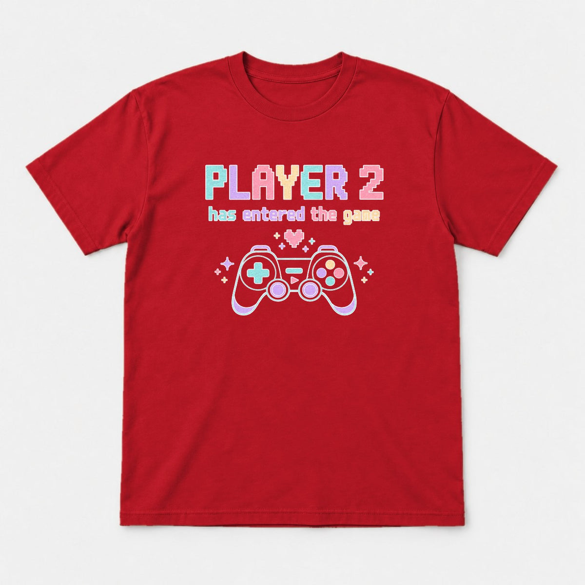 Player 2 Has Entered the Game Pastel Gamer Graphic T-Shirt & Sweatshirt - Tshirt Red Front