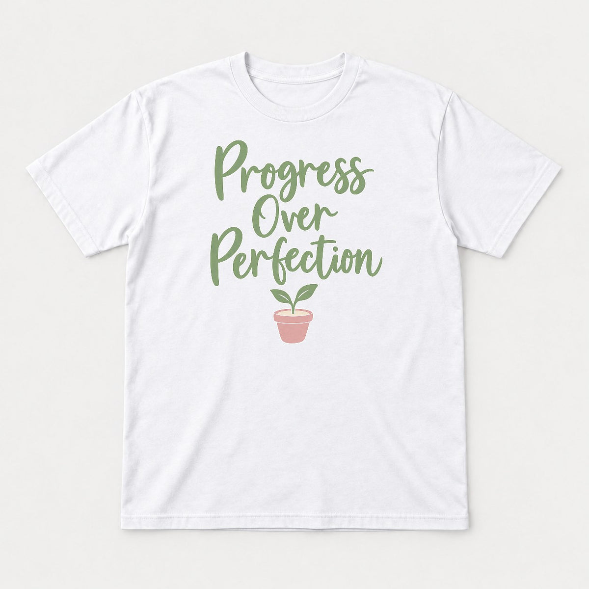 Progress Over Perfection Teacher Growth Mindset Sprout Graphic T-Shirt & Sweatshirt - Tshirt White Front
