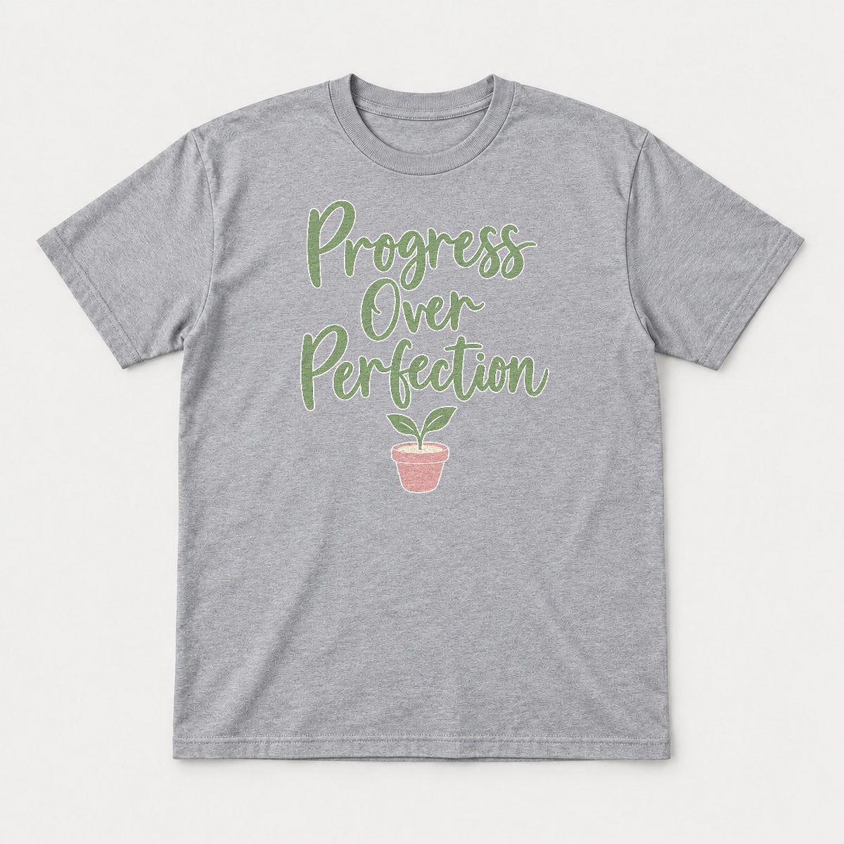 Progress Over Perfection Teacher Growth Mindset Sprout Graphic T-Shirt & Sweatshirt - Tshirt Sport Grey Front