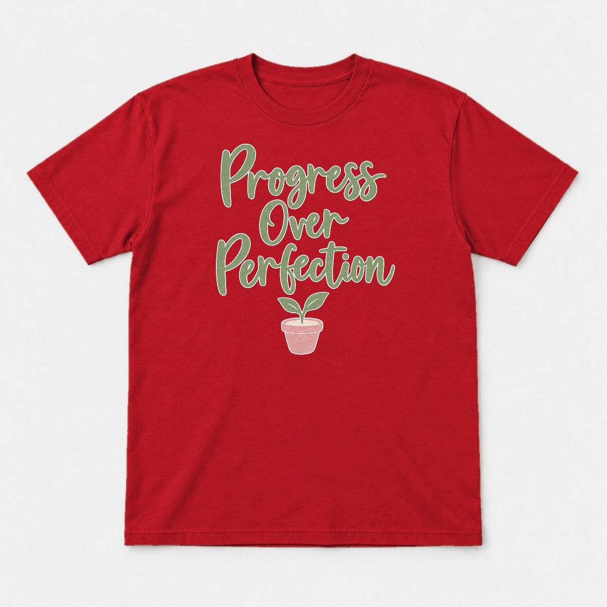 Progress Over Perfection Teacher Growth Mindset Sprout Graphic T-Shirt & Sweatshirt - Tshirt Red Front
