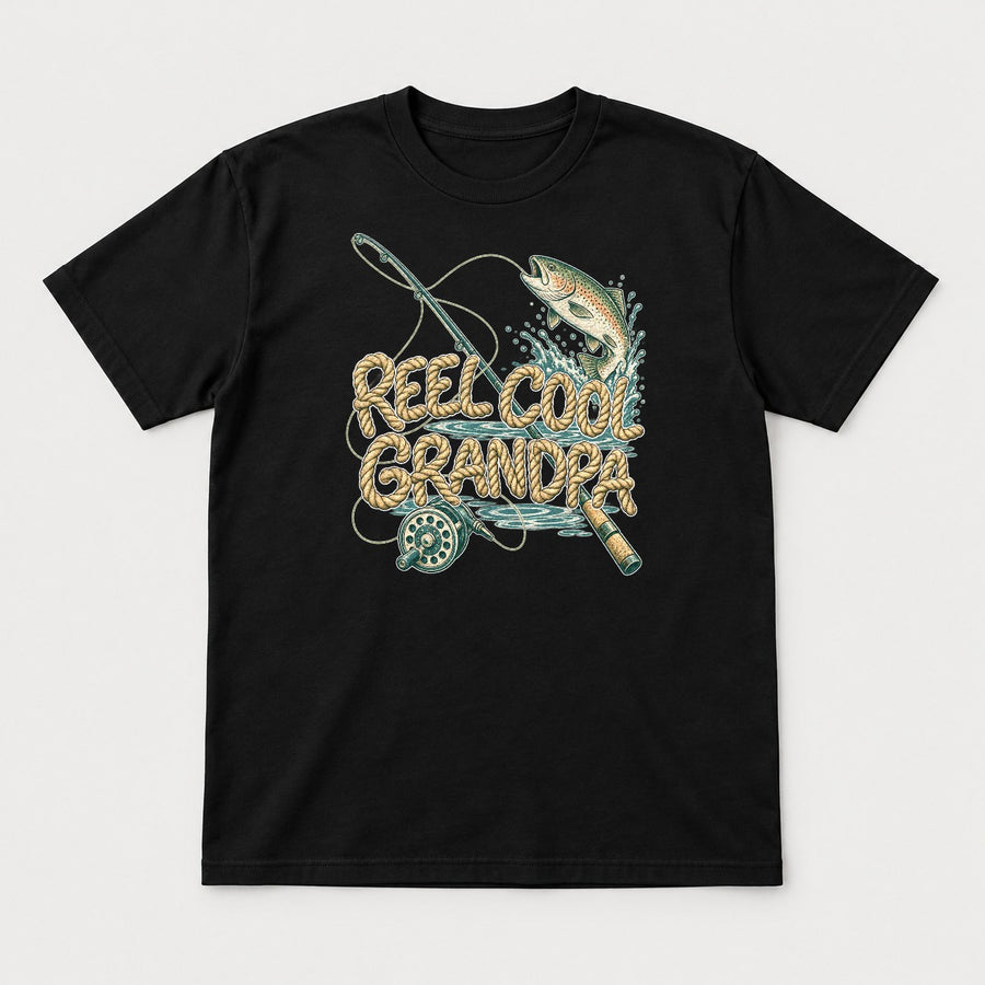 Reel Cool Grandpa Rainbow Trout Fishing Graphic T-Shirt & Sweatshirt