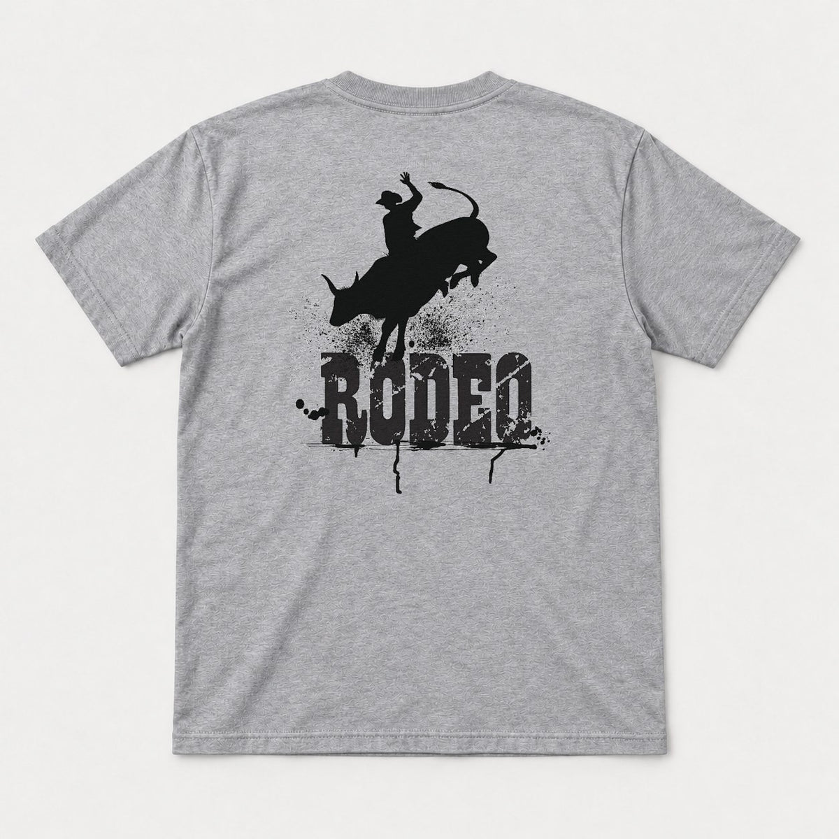 Rodeo Bull Rider Grunge Western Graphic T-Shirt & Sweatshirt - Tshirt Sport Grey Back