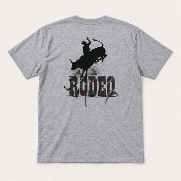 Rodeo Bull Rider Grunge Western Graphic T-Shirt & Sweatshirt - Tshirt Sport Grey Back