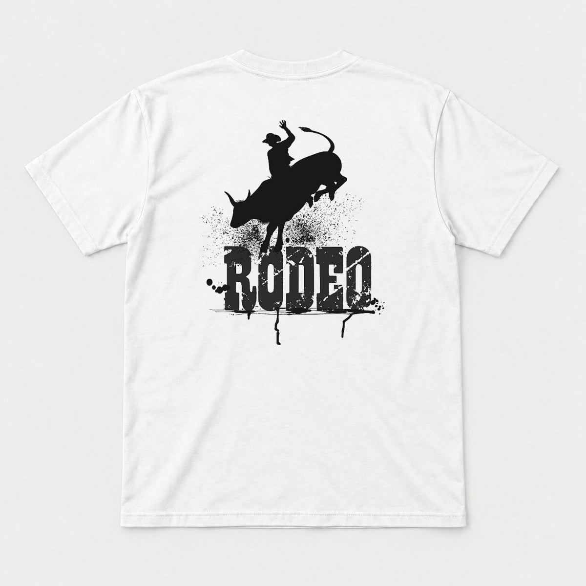 Rodeo Bull Rider Grunge Western Graphic T-Shirt & Sweatshirt - Tshirt White Back