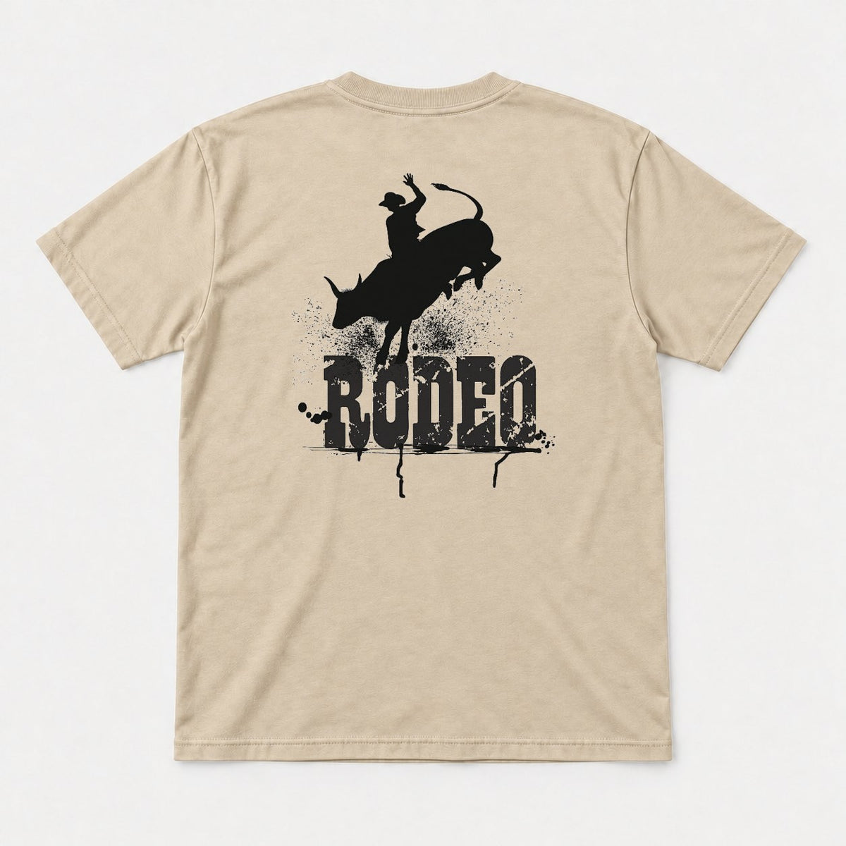 Rodeo Bull Rider Grunge Western Graphic T-Shirt & Sweatshirt - Tshirt Sand Back