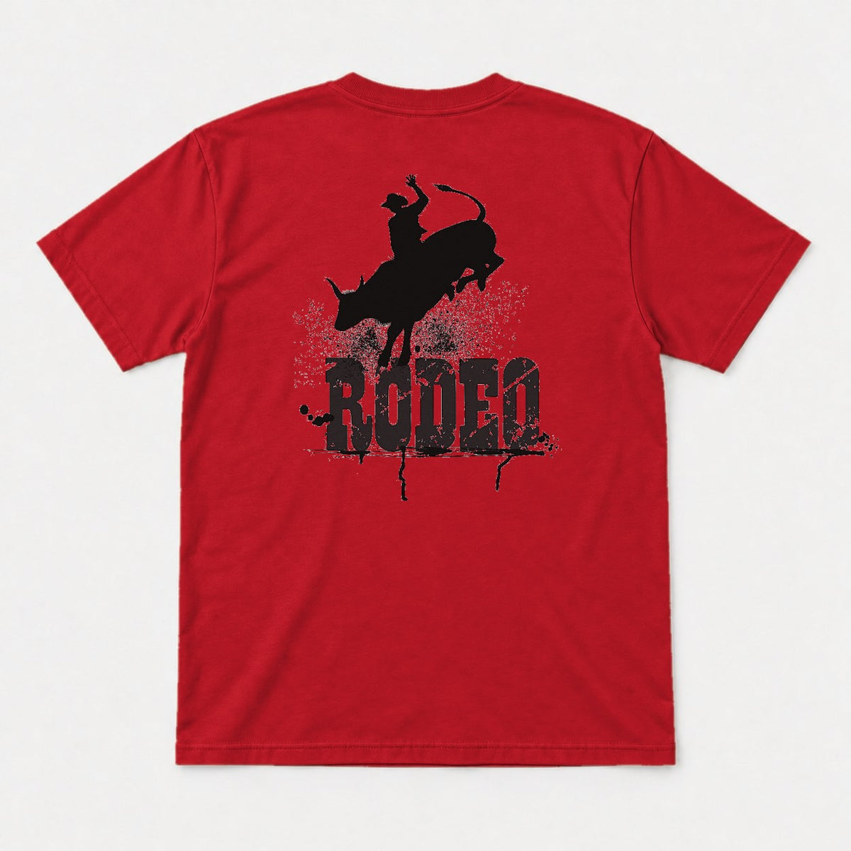 Rodeo Bull Rider Grunge Western Graphic T-Shirt & Sweatshirt - Tshirt Red Back