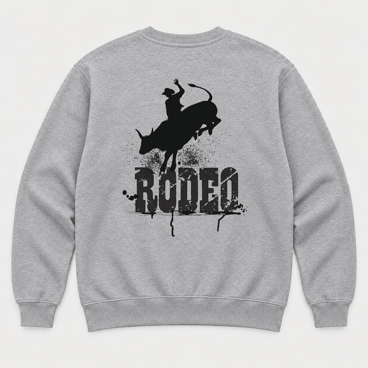 Rodeo Bull Rider Grunge Western Graphic T-Shirt & Sweatshirt - Sweatshirt Sport Grey Back