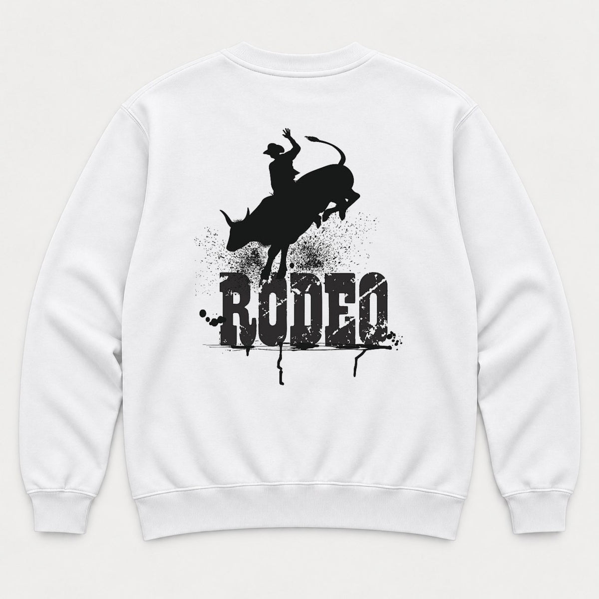 Rodeo Bull Rider Grunge Western Graphic T-Shirt & Sweatshirt - Sweatshirt White Back