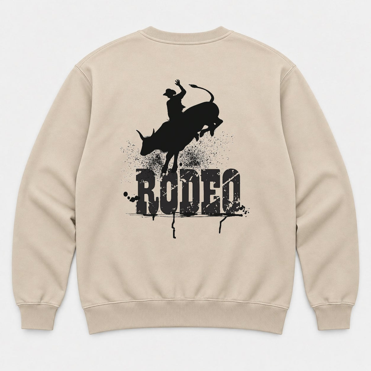 Rodeo Bull Rider Grunge Western Graphic T-Shirt & Sweatshirt - Sweatshirt Sand Back