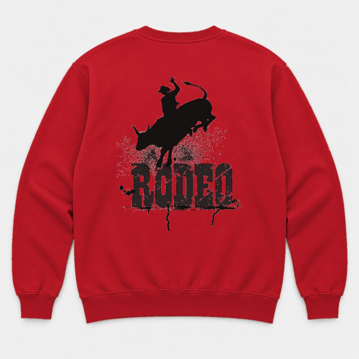 Rodeo Bull Rider Grunge Western Graphic T-Shirt & Sweatshirt - Sweatshirt Red Back
