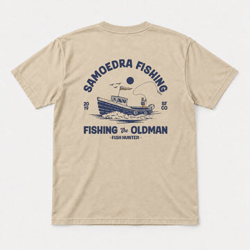 Samoedra Fishing The Oldman Vintage Boat Graphic T-Shirt & Sweatshirt - Tshirt Sand Back