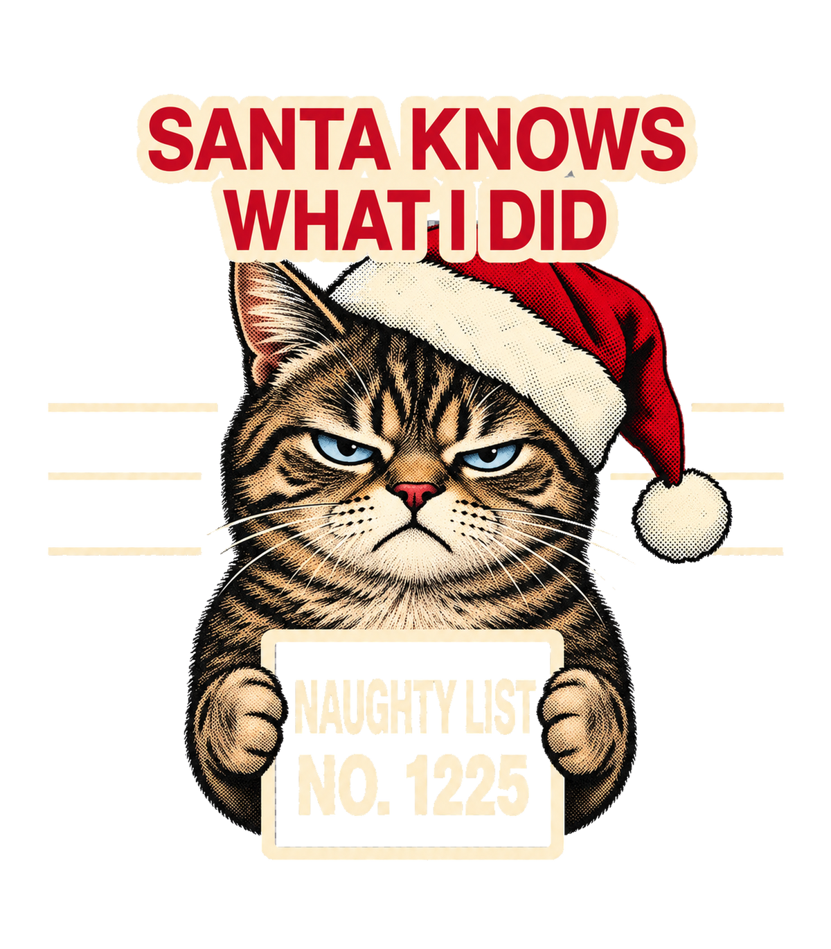 Santa Knows What I Did Grumpy Cat Naughty List Graphic T-Shirt & Sweatshirt - print file Front