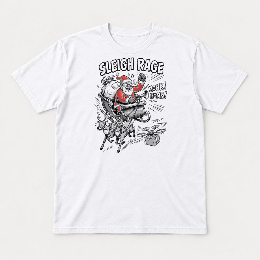 Sleigh Rage Angry Santa Funny Christmas Graphic T-Shirt & Sweatshirt