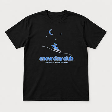 Snow Day Club Members Since Forever Sledding Graphic T-Shirt & Sweatshirt - Tshirt Black Front