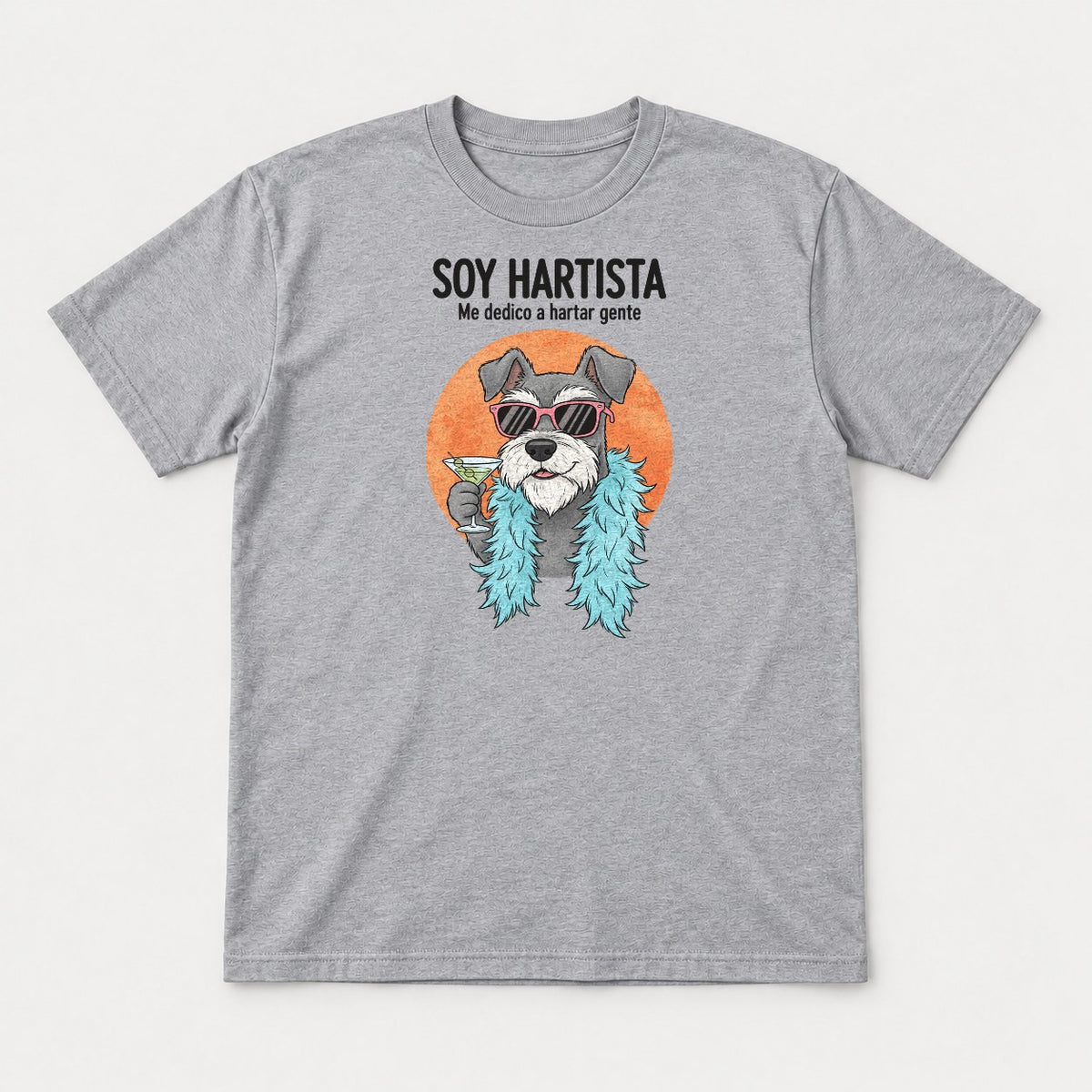 Soy Hartista Funny Schnauzer Spanish Graphic T-Shirt & Sweatshirt - Tshirt Sport Grey Front