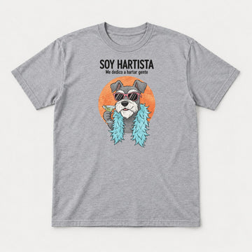 Soy Hartista Funny Schnauzer Spanish Graphic T-Shirt & Sweatshirt - Tshirt Sport Grey Front