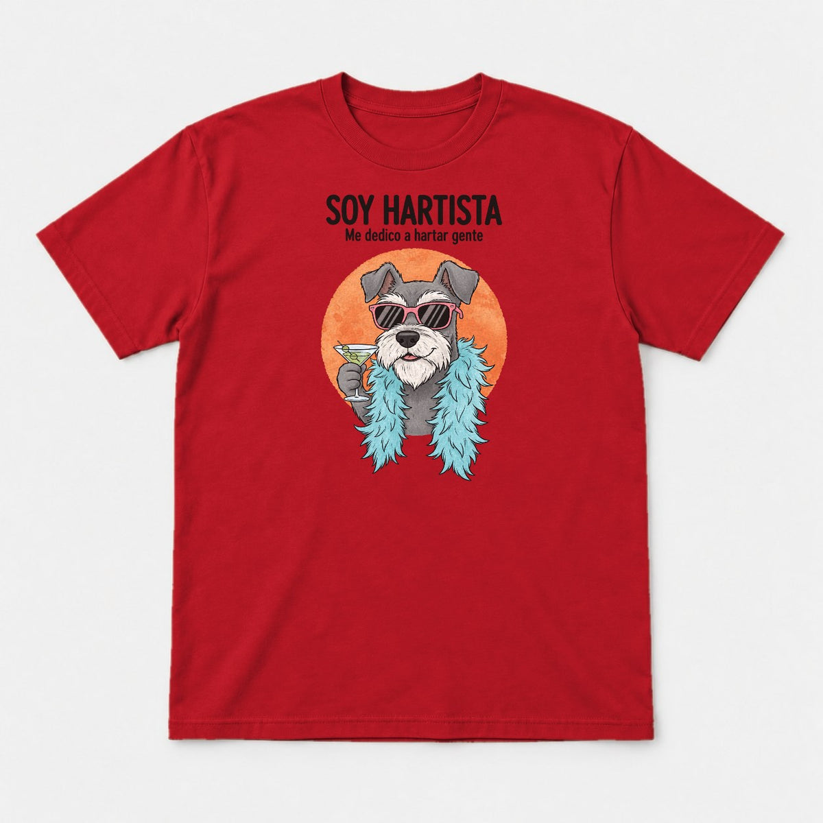 Soy Hartista Funny Schnauzer Spanish Graphic T-Shirt & Sweatshirt - Tshirt Red Front