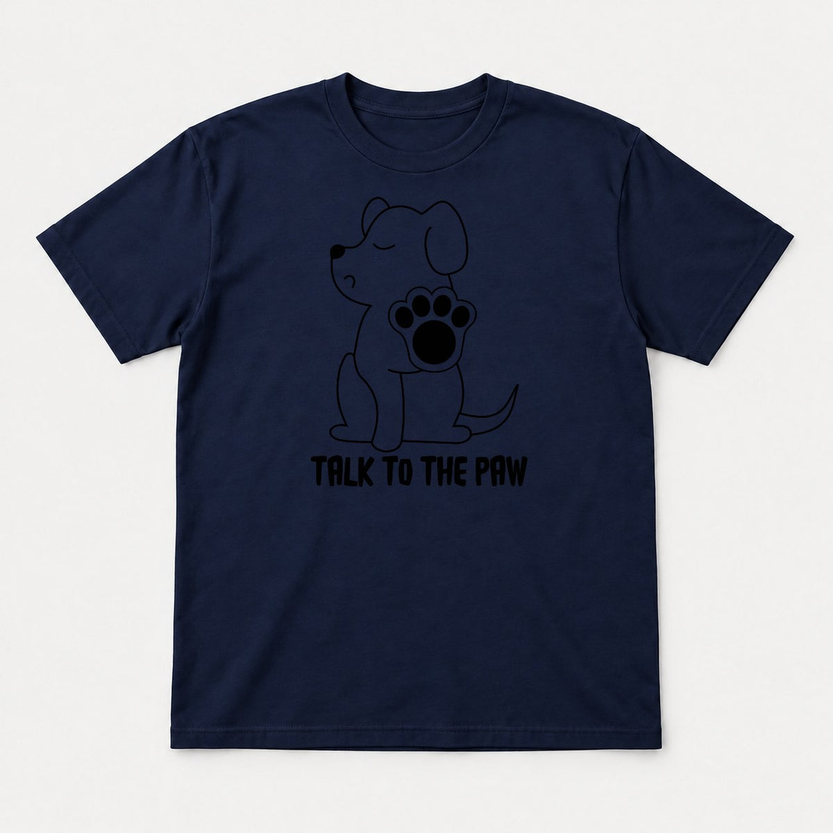 Talk To The Paw Cute Puppy Graphic T-Shirt & Sweatshirt - Tshirt Navy Front