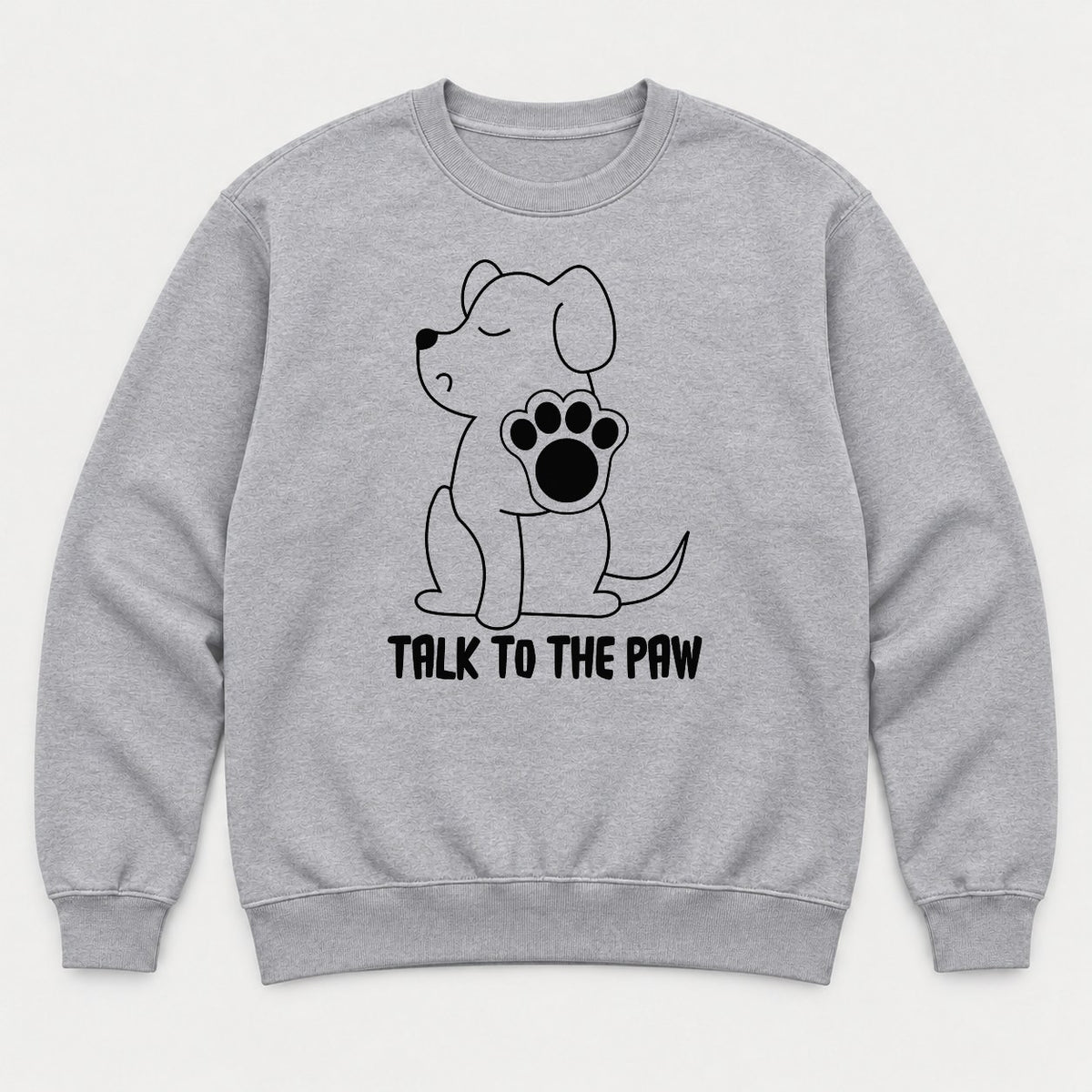 Talk To The Paw Cute Puppy Graphic T-Shirt & Sweatshirt - Sweatshirt Sport Grey Front