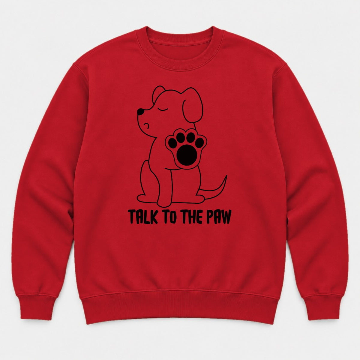 Talk To The Paw Cute Puppy Graphic T-Shirt & Sweatshirt - Sweatshirt Red Front