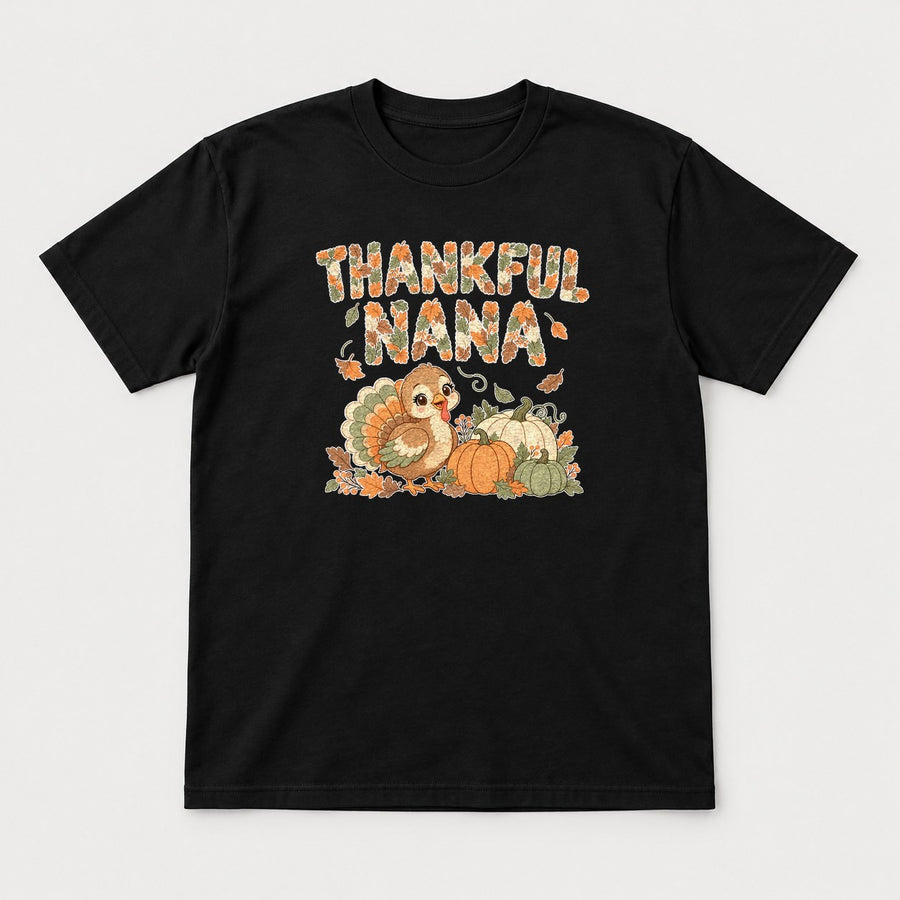 Thankful Nana Autumn Leaves Turkey Graphic T-Shirt & Sweatshirt