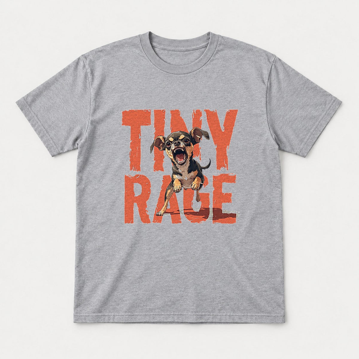 Tiny Rage Angry Chihuahua Graphic T-Shirt & Sweatshirt - Tshirt Sport Grey Front