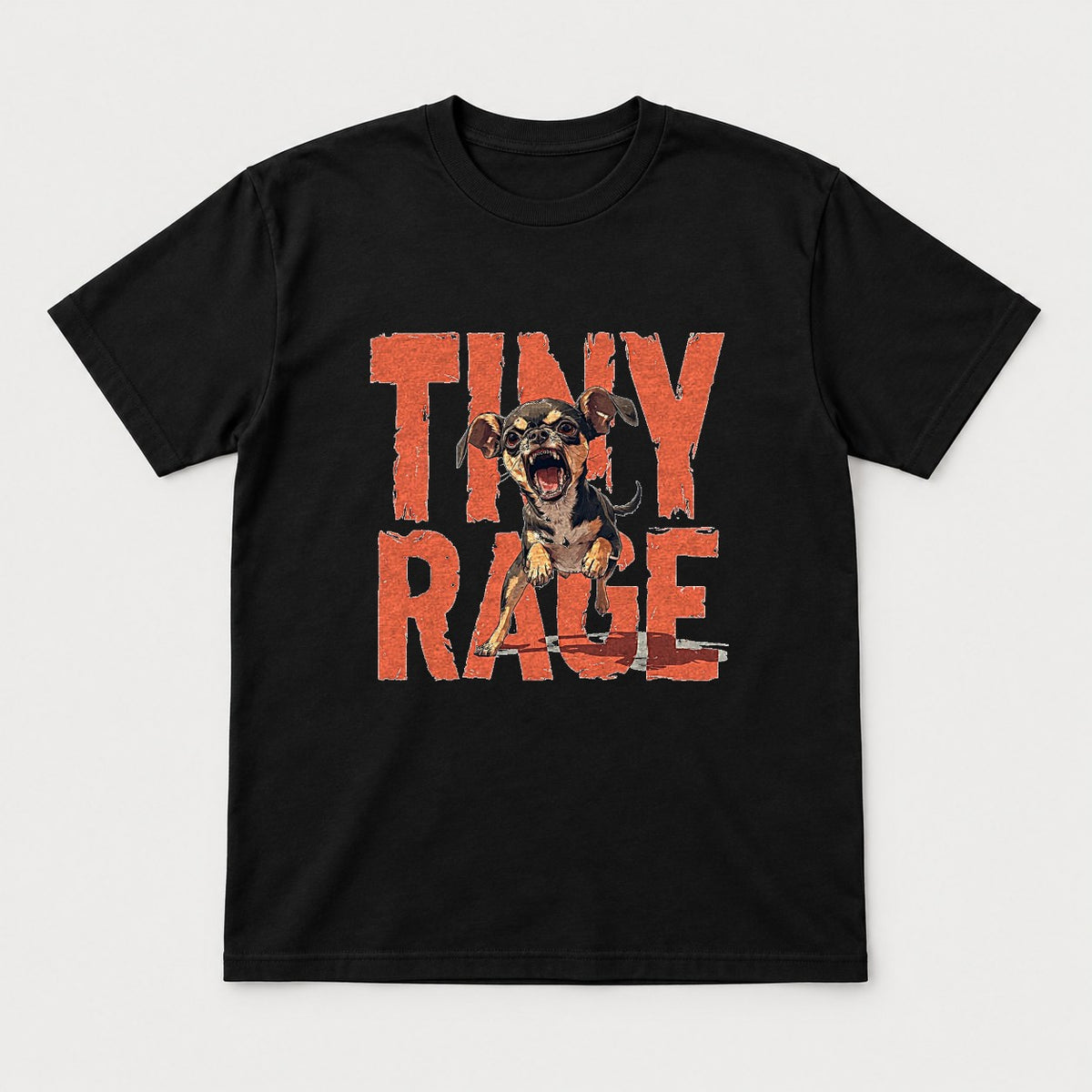 Tiny Rage Angry Chihuahua Graphic T-Shirt & Sweatshirt - Tshirt Black Front