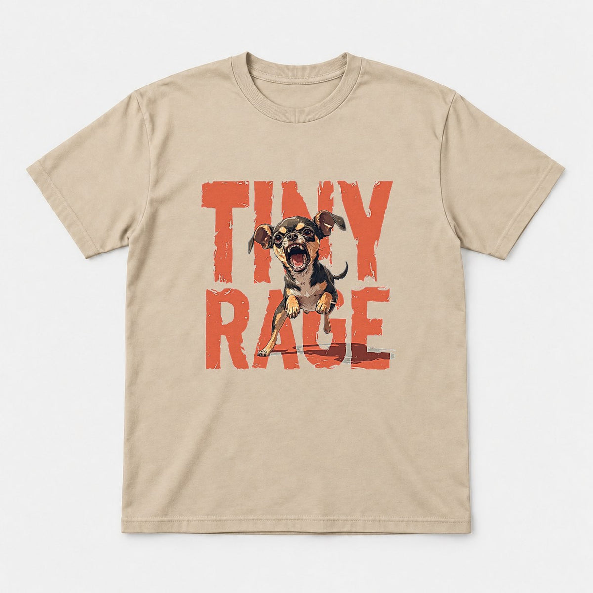 Tiny Rage Angry Chihuahua Graphic T-Shirt & Sweatshirt - Tshirt Sand Front