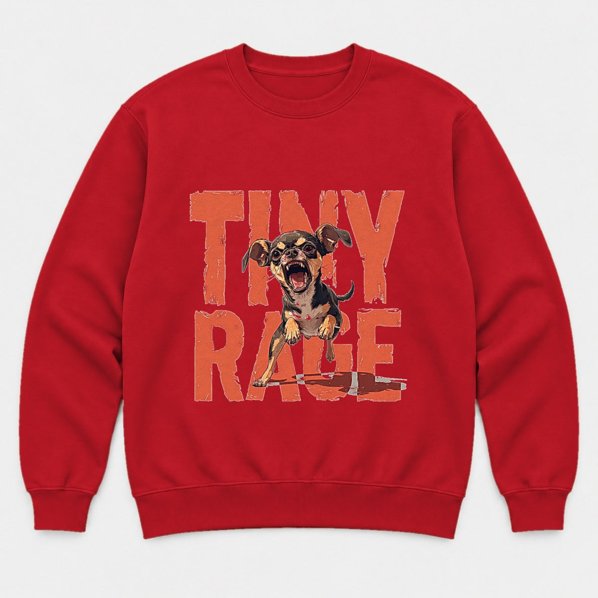 Tiny Rage Angry Chihuahua Graphic T-Shirt & Sweatshirt - Sweatshirt Red Front