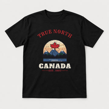 True North Canada Shirt – Vintage Maple Leaf Mountain Tee - Tshirt Black Front