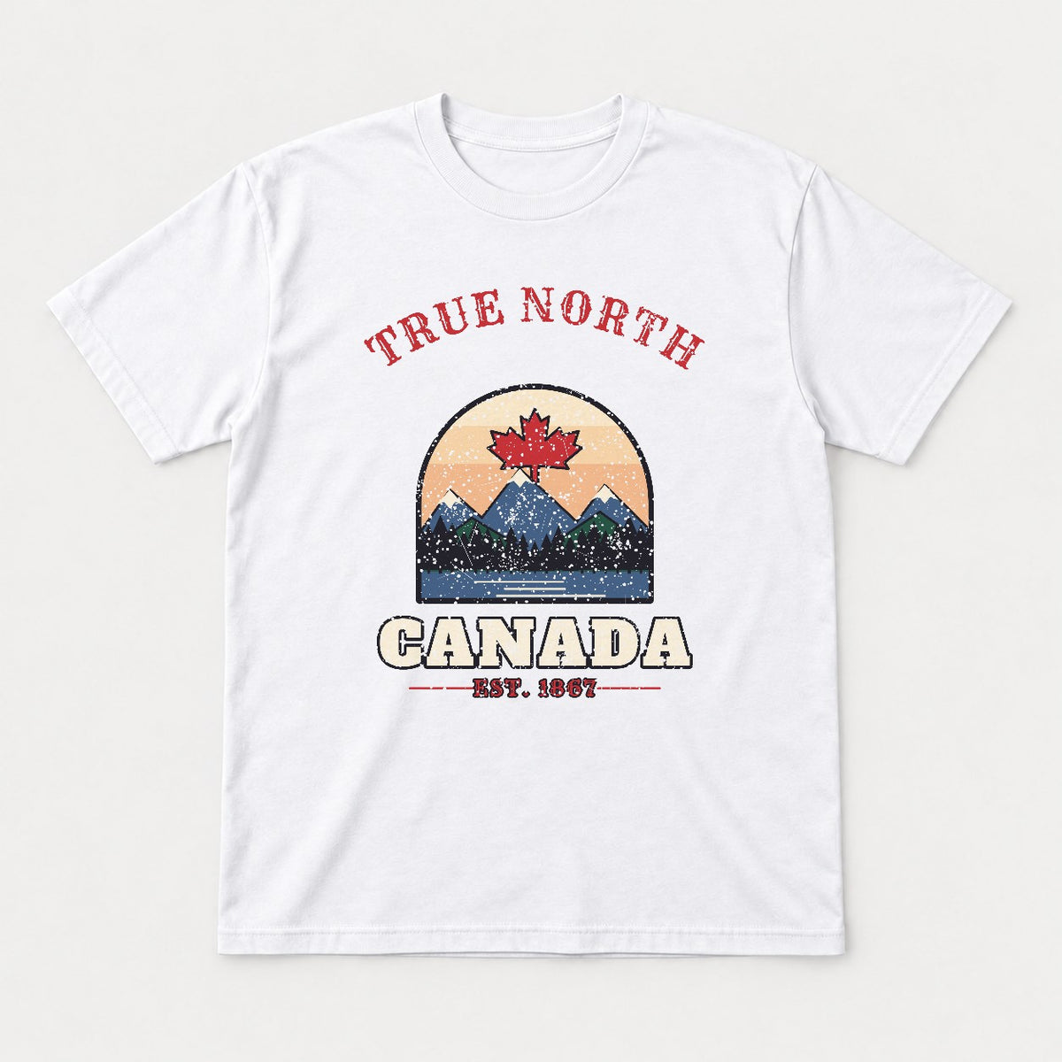 True North Canada Shirt – Vintage Maple Leaf Mountain Tee - Tshirt White Front